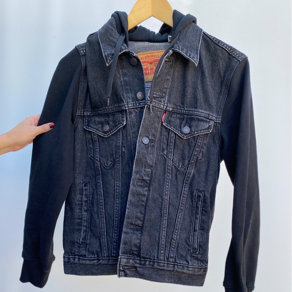 Levi’s brand black denim hoodie jacket